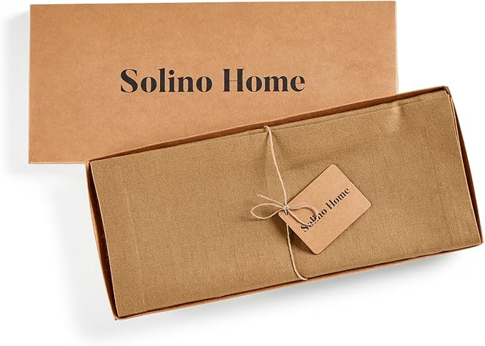 Solino Home Linen Table Runner 48 Inches - 100% Pure Linen Tobacco Brown Table Runner 14 x 48 Inch Ideal for Dresser and Coffee Tables, Mothers Day - Diana Medium Weight