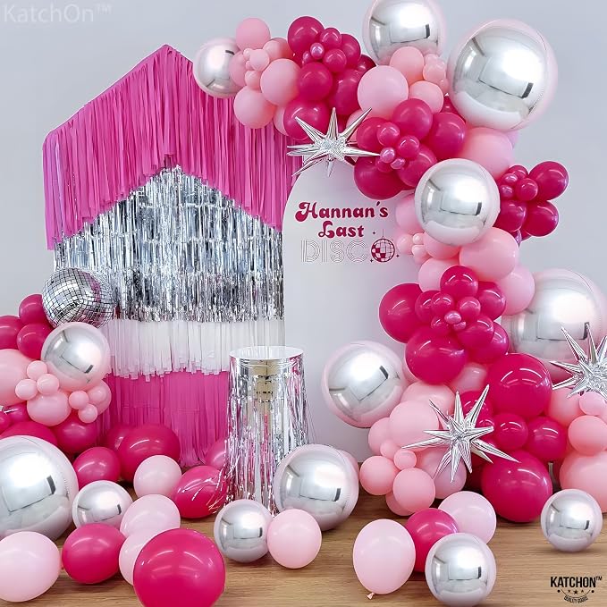 Metallic Silver Balloons - 22 Inch, Pack of 14 | 4D Round Foil Balloons for Silver Party Decorations | Silver Balloons For Birthday Decorations, Disco Party Decorations | KatchOn