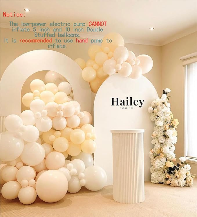 Light Pink and White Balloons Garland Arch Kit - Double Stuffed Matte Pastel Pink Yellow Latex Balloon Arch Different Sizes 18 12 10 5In Boho Ballon for Baby Shower Birthday Party Decorations