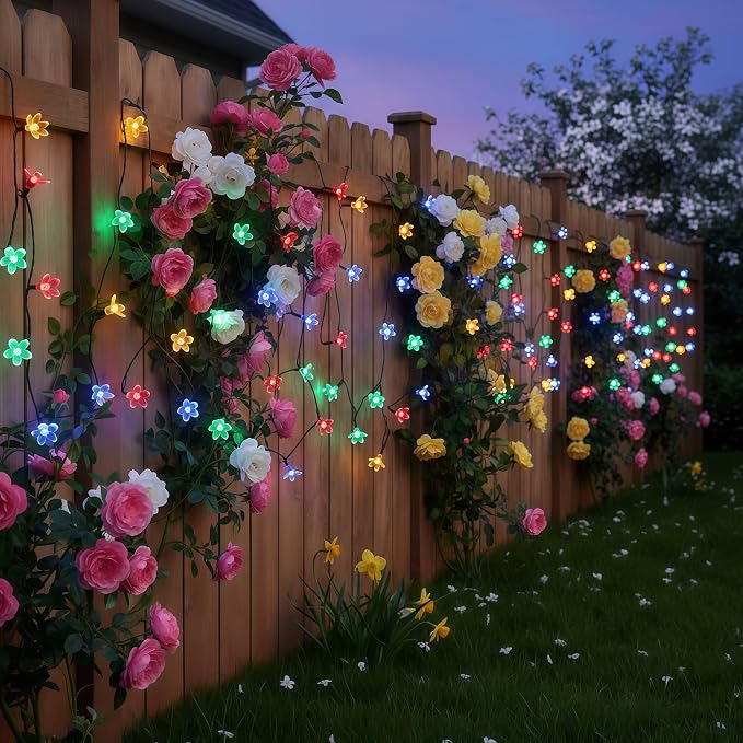 100 Multicolor Cherry Blossom LED String Lights, 33 ft 8 Models USB Powered | Sakura Light, USB Port, Multimode Lighting, 33' Total Length, 1-Strand 100 Lights, 4" Spacing
