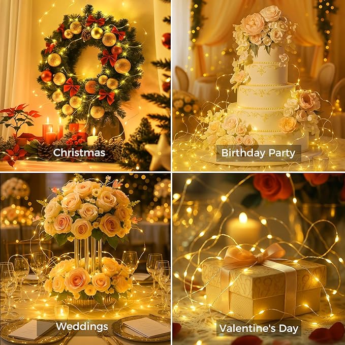24 Pack Fairy Lights Battery Operated with Timer, 3 Modes 7ft Mini String Lights, 20 LED Silver Wire Bulk Twinkle Light for Valentine's Day Wedding Party Table Centerpieces,Warm White