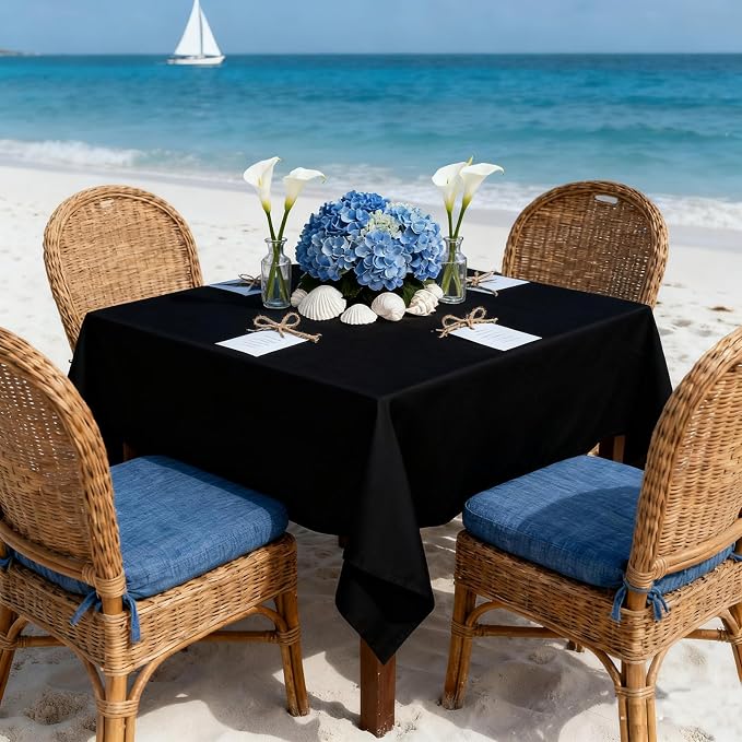 8 Pack Black Square Tablecloth 70x70 Inch Table Cloth for Square Tables, Wrinkle Resistant Washable Polyester Fabric for Dining Banquet Wedding Party