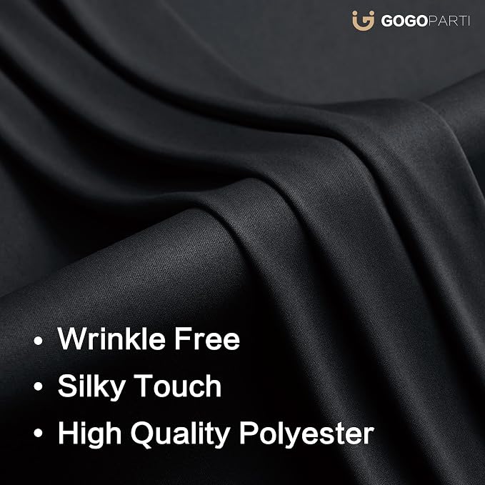 50x14ft Black Backdrop Curtains for Wedding Party, 10 Panels 14 ft Long Back Drop Cloth, Wrinkle-Free Polyester Drapes for Birthday, Baby Shower, Stage Photography Background