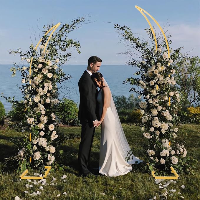 Curved Large Metal Arch Backdrop Stand, Set of 2 Wedding Arch Stand Flower Arch Stand Backdrop Arch Floral Wedding Arches for Ceremony Birthday Anniversary Valentine'S Day Decorations(6.9FT & 6.2FT)