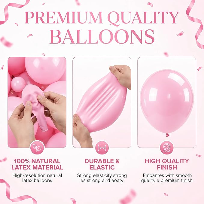 2 Sets Champagne Gold Balloon Stand Kit-Balloon Column Holder with Metallic Rose Balloons for Birthday, Wedding,Baby Shower,Graduation,Anniversary Party Decorations Centerpiece（Blossom Pink）