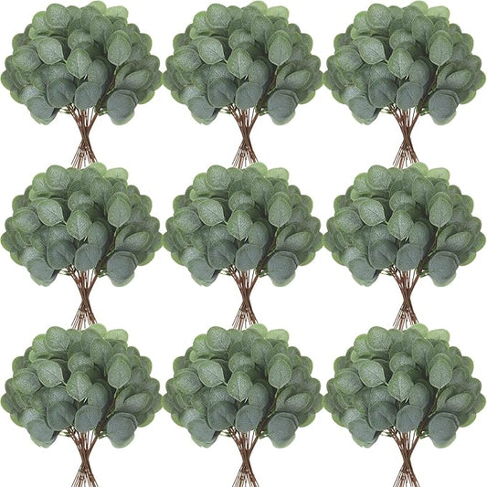 Taiyin 60 Pieces Artificial Eucalyptus Leaves for Wedding Eucalyptus Leaves Stems Decor Greenery Faux Green Stems for Wedding Centerpiece Floral Home Decor, 11 Inches