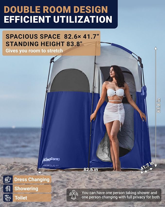 KingCamp Camping Shower Tent, Portable Outdoor Privacy Toilet & Changing Tent Windproof & Waterproof Easy Setup Shelter with Shower Bag for Camping Hiking Beach