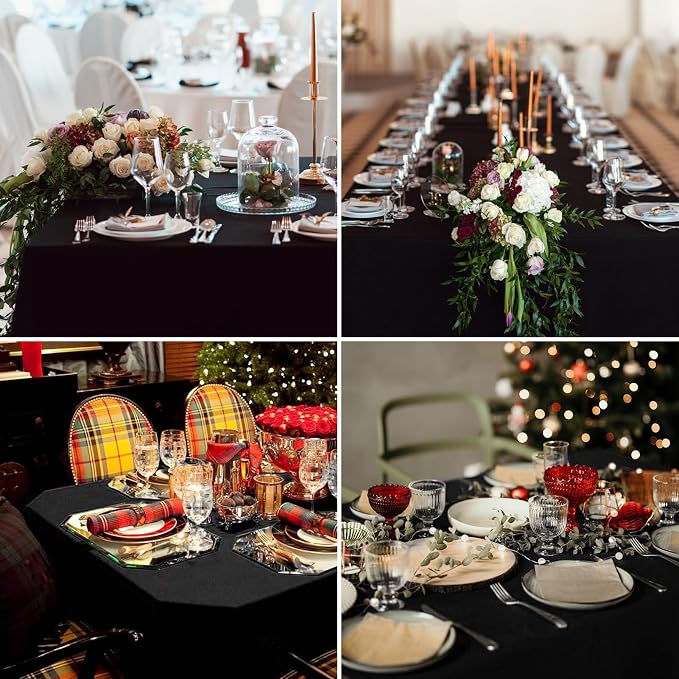 Rectangle Tablecloths 60x120 Inch 1 Pack Black Tablecloth for 6ft Washable Decorative Linen Polyester Table Cloths for 8ft Dining Table Banquets Buffet Parties and Wedding