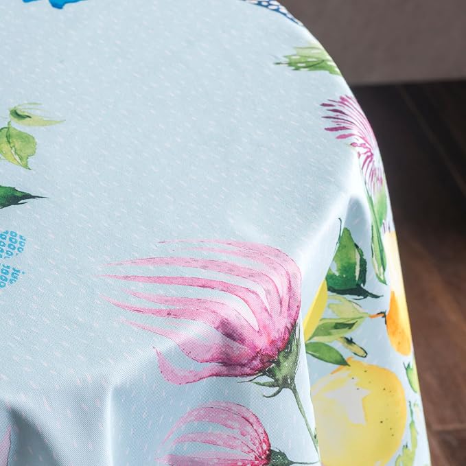 Maison d' Hermine Table Cloth Round Table 100% Cotton 69 Round Inches Tablecloth Reusable Decorative for Dining Kitchen Room Farmhouse Party Home Hotel Restaurant Spring Summer - Jardin D'Ete - Mint
