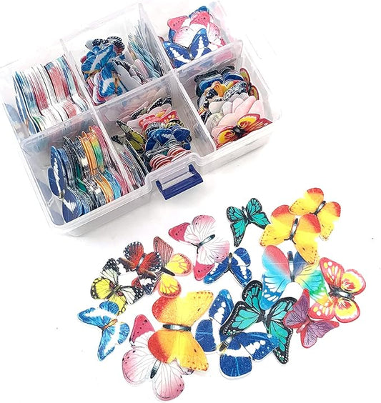 320pcs Edible Cupcake Topper Butterflies Wafer Paper Cake Topper Decoration