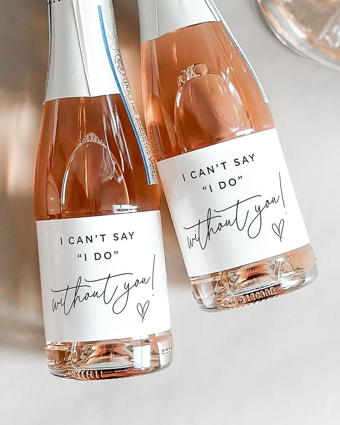 Bridesmaid Proposal Mini Champagne Labels - Set of 10 - Will You Be My Bridesmaid Box Gift Idea