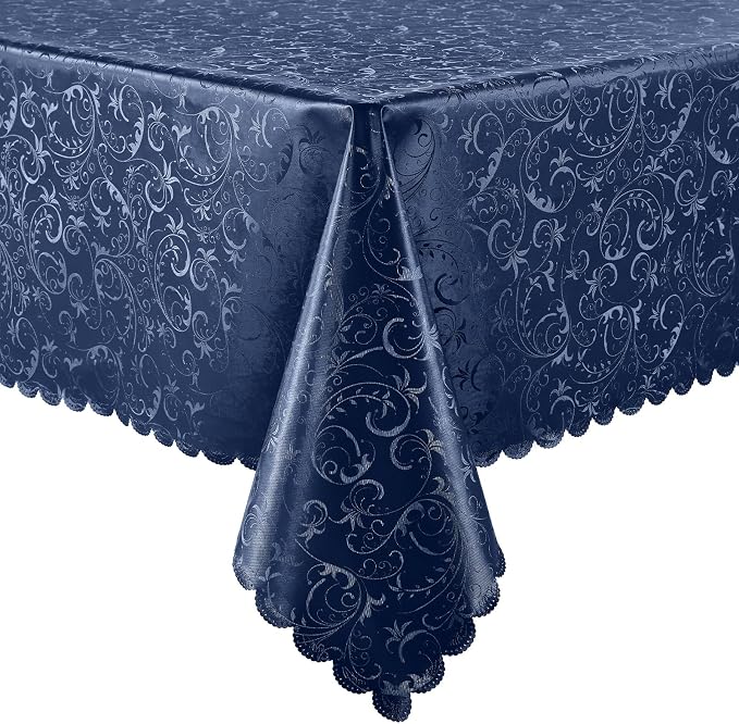 Smiry Rectangle Table Cloth, Waterproof Heavy Duty Vinyl Tablecloths, Wipeable Washable Table Cover for Kitchen and Dining Room (Dark Blue, 60" X 102")