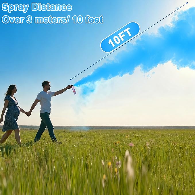 4 Pack Gender Reveal Smoke Bombs, Powder Spray Blue Color Blasters for Baby Boy Reveal Party Baby Shower Decorations Outdoor Reveal Cannon, Long Lasting 14s Thick Smoke for Photos & Videos