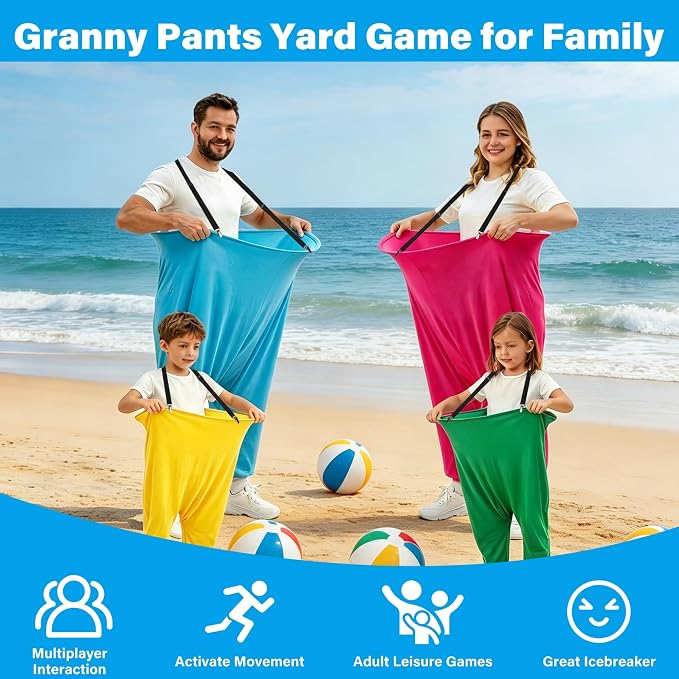 yofit 24Pcs Granny Pants Yard Game Funny Field Day Outdoor Games for Adults Kids and Family Gaint Pant Set for Brithday Party Tossing Games Activities for Groups