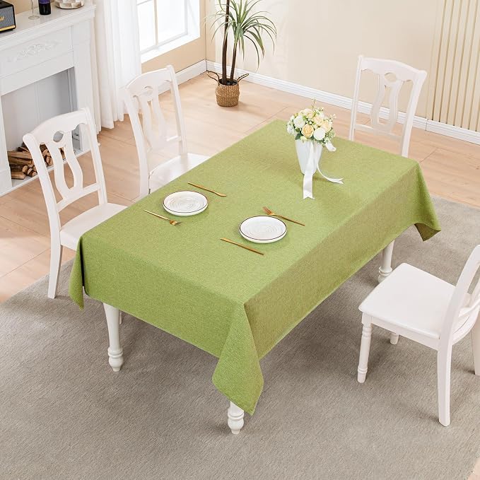 BALCONY & FALCON Rectangle Tablecloth Washable Wrinkle Resistant and Water Proof Table Cloth Decorative Linen Fabric Tablecloths for Dining Parties Kitchen Wedding and Outdoor(Avocado Green, 55x70)