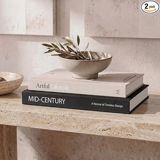 Aesthetic Decorative Books - Set of 2 Stylish Boxes Enhance Your Coffee Table, Bookshelf or Mantel Decor - Beautiful Fake/Faux Books for Modern Home Decoration, Photo Storage and as a Keepsake Box