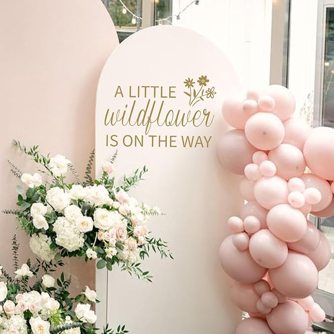 VANGNING A Little Butterfly is on The Way Baby Shower Party Decal Sign - Butterfly Baby Shower Decoration,Gender Reveal Girl or Boy Baby Shower Decal Sign (Wildflower Decal)