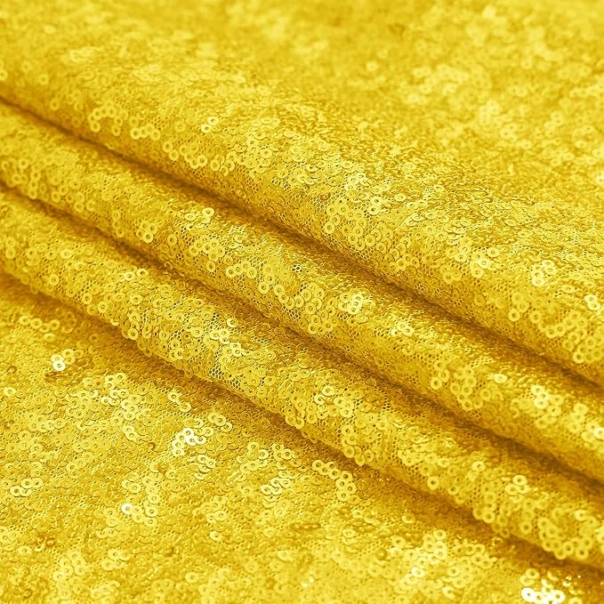 Sugargirl Golden Yellow Sequin Backdrop Curtain 4 Panels 2FTx8FT Glitter Golden Yellow Background Drapes Sparkle Photography Backdrop for Party Wedding Birthday Wall Decoration