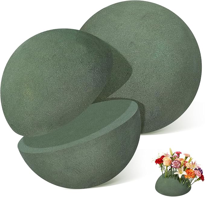 DOITOOL 2 Pcs Round Floral Foam Balls, 4.7'' Dry & Wet Flower Foam Spheres for Floral Arrangements Bouquets DIY Crafts Wedding Birthday Party Florist Decoration