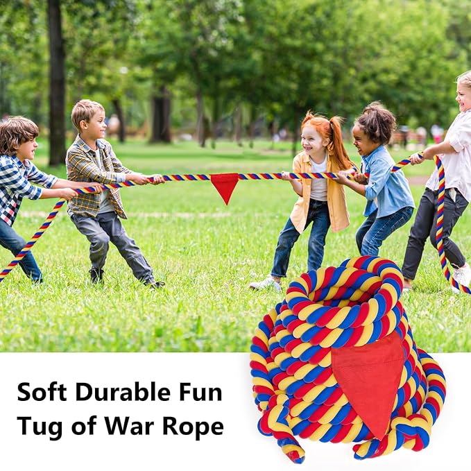 X XBEN Field Day Tug of War Rope for Kids and Adults, 35FT Jump Rope Family Reunion Birthday Party Games, Summer Outside Lawn Games, Perfect for Team Building Activities