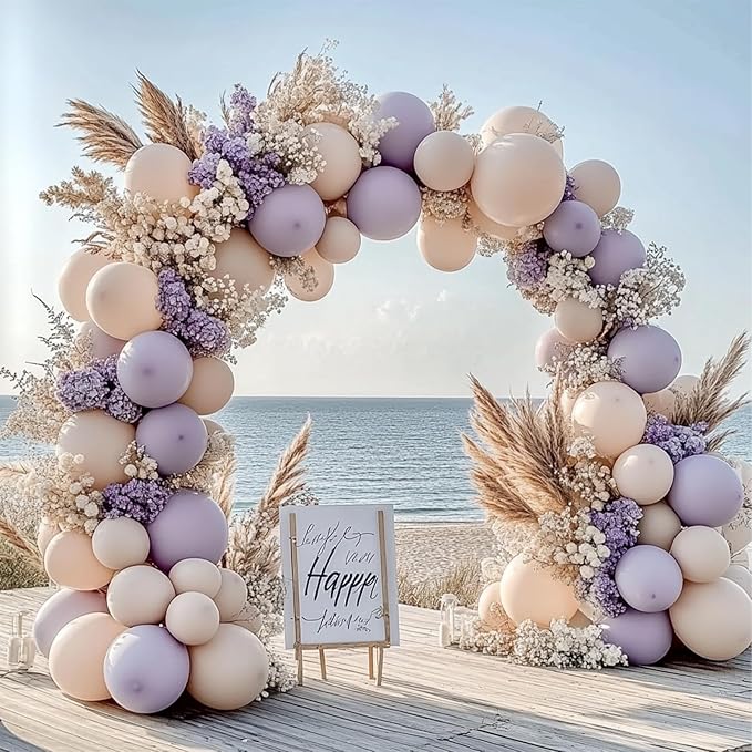 108Pcs Lavender Double Stuffed Balloons Different Size, 18/12/10/5 inch Dusty Light Purple Lilac Balloons Garland Arch kit for Baby Shower Bridal Wedding Birthday Party Decoration
