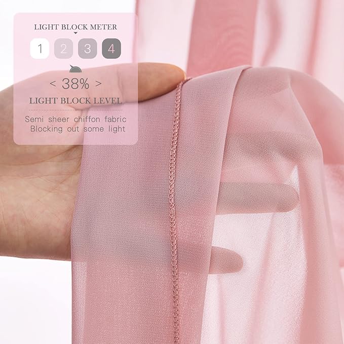 Wedding Backdrop Chiffon Photo Backdrop 4 Panels 5x8ft Dusty Rose Baby Shower Background Birthday Photo Home Party Curtains Backdrop