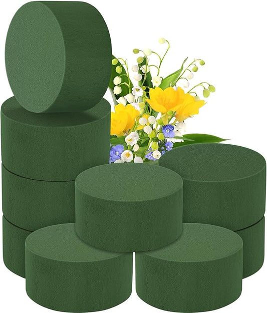 Hahood 9 Packs Round Floral Foam Blocks Green Wet Dry Flower Foam Bricks 3.15 Inch DIY Flower Arrangement Supplies Kit Florist Block for Aisle Flowers Wedding Party Decorations