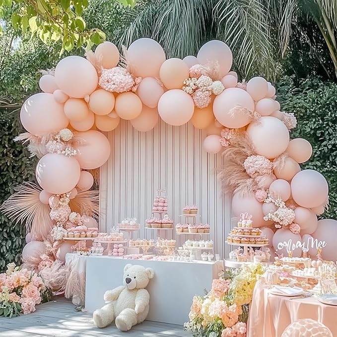 Pastel Light Pink Balloons, 98PCS Double Stuffed Pink Balloon Garland Arch Kit, 18/12/10/5 Inch Different Sizes for Birthday Baby Shower Birthday Gender Reveal Bridal Party Decorations