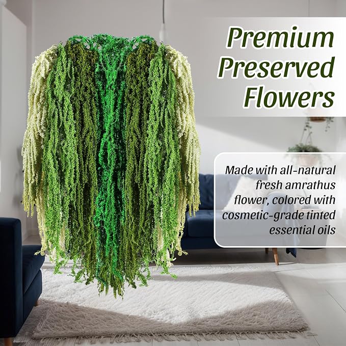 Suncalla 12 Pcs Multi Green Spring Natural Dried Amaranthus Hanging Flowers Amaranthus Artificial Flowers for Wedding Arch Bouquet Floral Garland Wall Home Decoration (23 Inch)