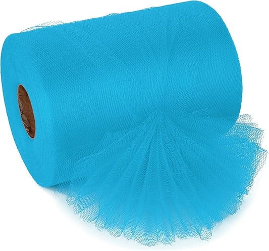 Turquoise Blue Tulle Ribbon 6 Inch x 100 Yards Soft Mesh Fabric for DIY Crafts Wedding Decorations Sewing Gift Wrapping and More