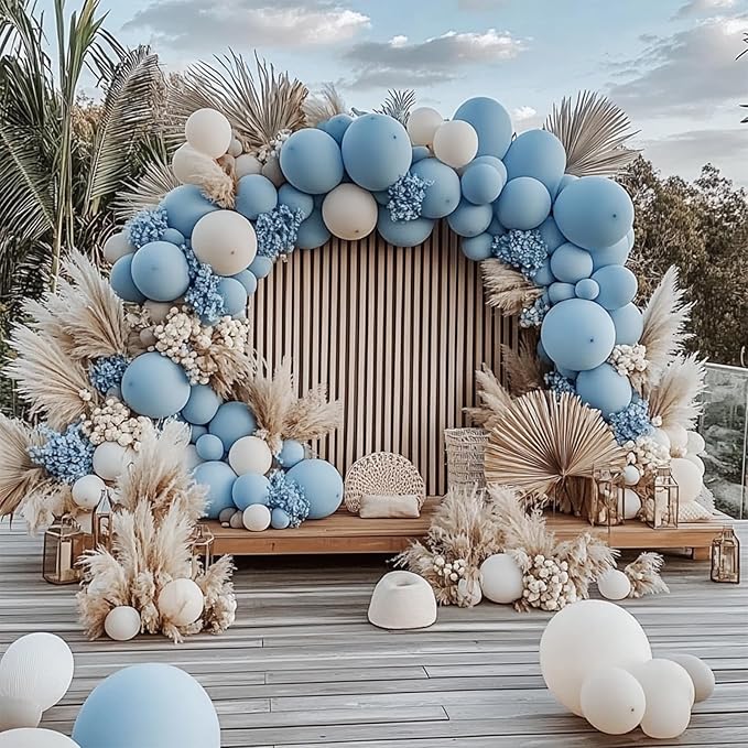Dusty Blue Balloons, 98PCS Double Stuffed Blue Balloon Garland Arch Kit, 18/12/10/5 Inch Different Sizes for Baby Shower Birthday Gender Reveal Neutral Party Decorations