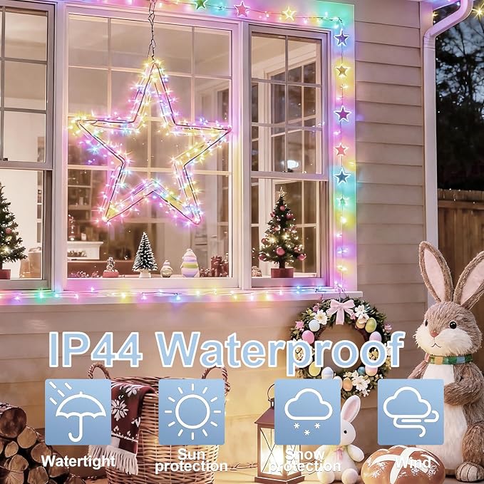 165ft Pastel Easter Lights String, Christmas Mini Light,500 LED with 16 Light Modes, Fairy Lights Plug in for Outdoor Xmas Trees Garland Wreath Holiday Decorations(Green Warm Pink Blue Purple)