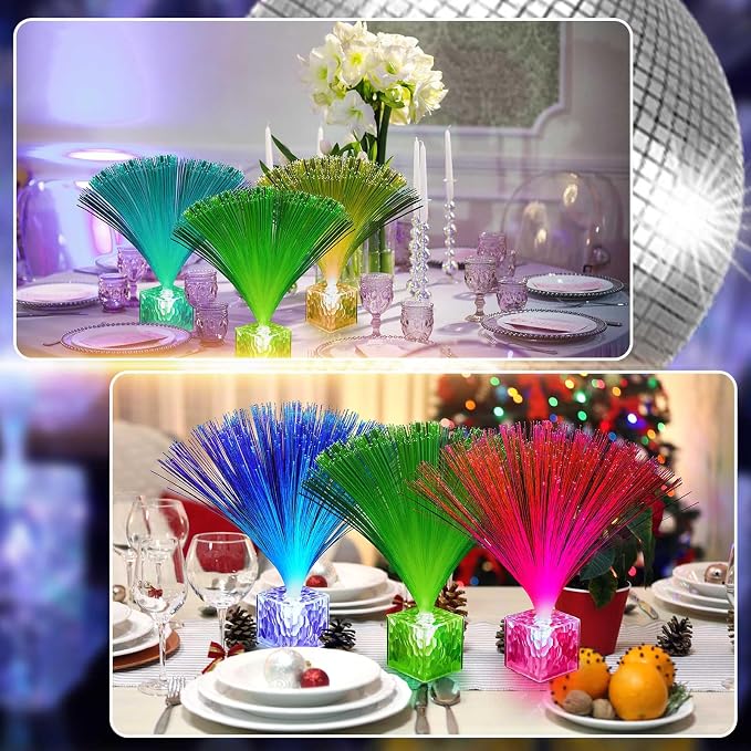 Amylove 30 Pcs Mini Fiber Optic Lamp Bulk LED Light Color Changing Table Centerpiece Glow in The Dark Party Favors Supplies for Wedding Graduation Prom Birthday Disco Dance Decorations (9 Inch)