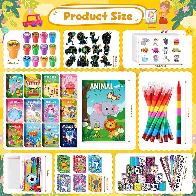BenLouis 192Pcs Kids Party Favors Mini Coloring Books Crayon Slap Bracelets Stickers Set Bulk for Kids 4-8-12 Classroom Birthday Gifts Goodie Bags Pinata Stuffers School Rewards Crafts Supplies