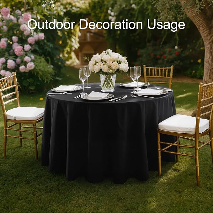 joybest 6 Pack Round Tablecloths 90 Inch Black Polyester Table Cloth for 30-60 Inch Tables, Stain and Wrinkle Resistant Washable Fabric Table Cover for Wedding, Party, Reception, Banquet