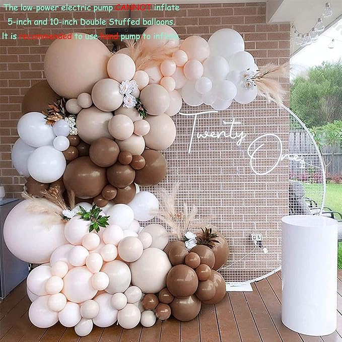 Light Pink Balloons Garland Arch Kit Double Stuffed Matte Pastel Pink Brown Cream Peach Latex Balloon Different Sizes 18 12 10 5In Coffee Ballon for Baby Shower Gender Reveal Birthday Party Decoration