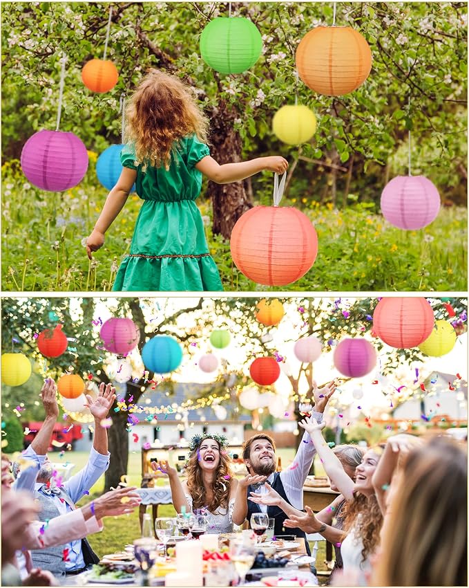 Treela 80 Pcs Paper Lanterns Chinese Japanese Paper Lanterns Classroom Party Decorations Ceiling Hanging Decor for Home Wedding Graduation Party(4'', 6'', 8'', 10'',Multicolor)