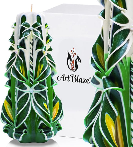 Carved Candles - Handmade Candles Long Burning - Unscented Decorative Candle - Luxury Candles for Home Decor - Birthday Anniversary Romantic Relaxing Mothers Day Gift for Women - Summer Glade