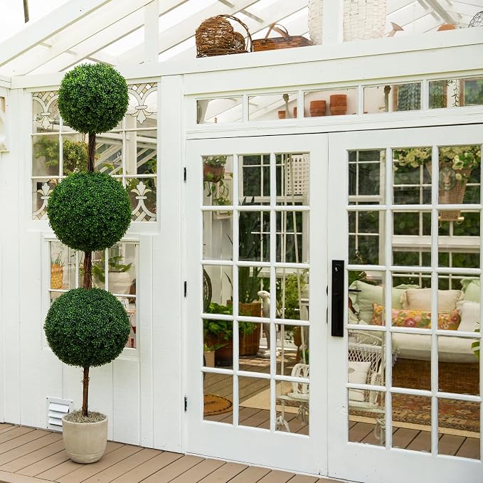 Nearly Natural 8ft UV Resistant Artificial Triple Ball Boxwood Topiary Tree Indoor/Outdoor