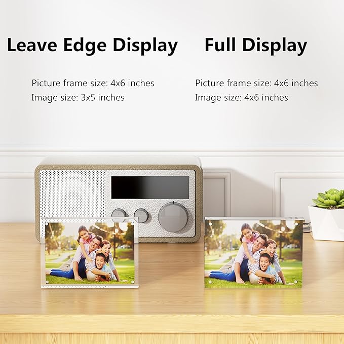 Mini Picture Frame 4x6 inch Clear Acrylic Magnetic Photo Business Card Frame 20mm Thick Double Sided Wallet Size Desktop Display Frames for Office Home Decor Photos Cards (4"x 6", 1pcs)