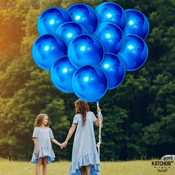 KatchOn, Royal Blue Balloons - 22 Inch, Pack of 12 | Large Metallic Blue Balloons for Fathers Day Decorations, Retirement Party Decorations | 4th of July Decorations, Birthday Decor