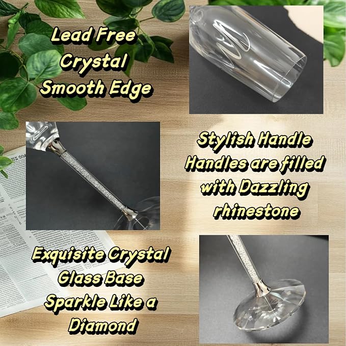 Wedding Cake Knife and Server Set, Mr and Mrs Champagne Flutes, Bride and Groom Champagne Glasses and Wedding Cake Cutting Set for Valentines, Wedding, Engagement, Bridal Shower Gifts (Silver)