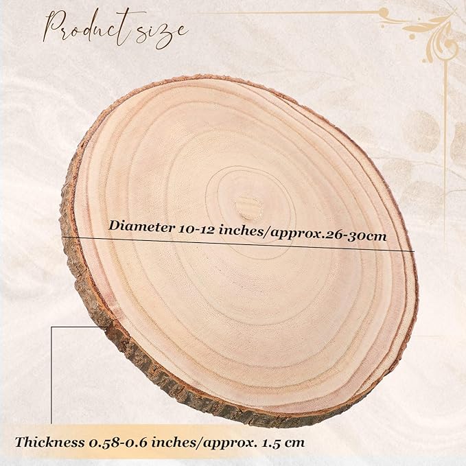 Tioncy 10 Pack Large Wood Slices for Centerpieces Unfinished Rounds Wood Slabs for Tables Decor Natural Wooden Circle for DIY Crafts Rustic Wedding Centerpiece Decor(10-12 Inch)