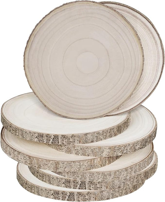 Sancodee 8 Pcs Large Unfinished Wood Slices, 11-12 Inches Wood Slabs for Centerpieces Natural Wooden Circle, DIY Wood Centerpieces for Tables Wedding Party Door Sign Decor