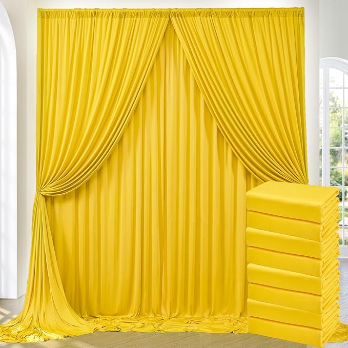 40ftx10ft Wrinkle Free Yellow Backdrop Curtains for Parties, Thick Fabric Lemon Photo Backdrop Drapes 8 Panels 5x10ft for Weddings Birthday Photography Background Curtains