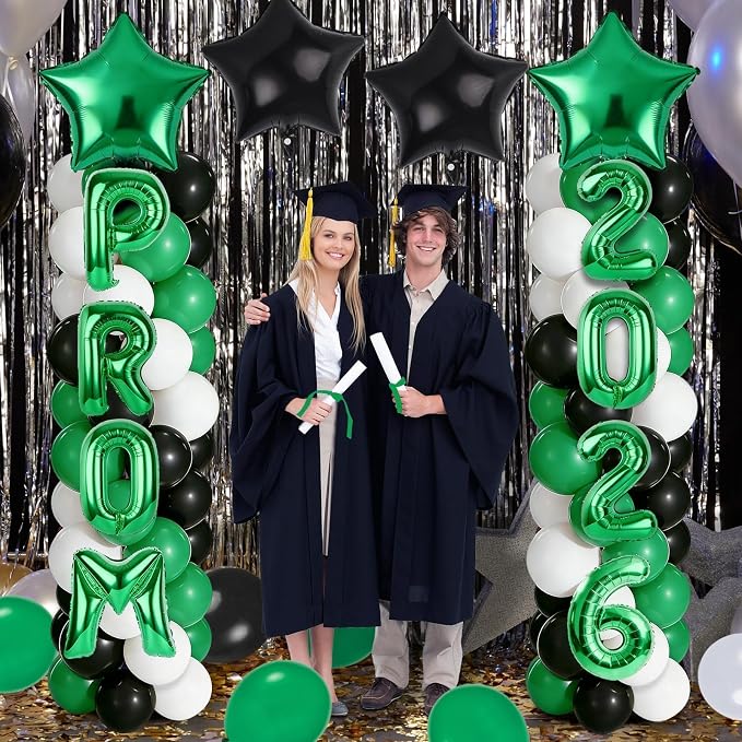 2 Set Green White Black Balloons Column Stand Kit Adjustable Tower Stand from 1.4 to 6.6 ft with Bases for Back to School Wedding Birthday Baby Shower Party