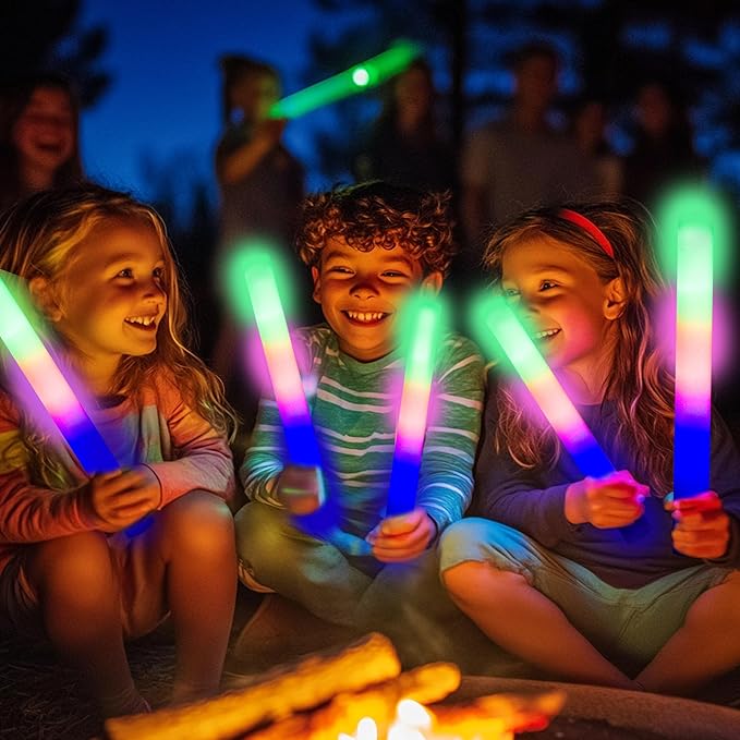 130-Pack White Foam Sticks for Weddings - Bulk LED Light Up Party Glow Wands, Reception Props - Glow Sticks for Adults, Dance, Concerts, Raves.