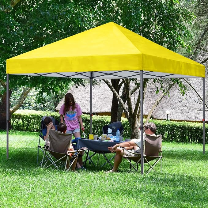 COOSHADE Durable Easy Pop Up Canopy Tent 10x10Ft, Light Yellow