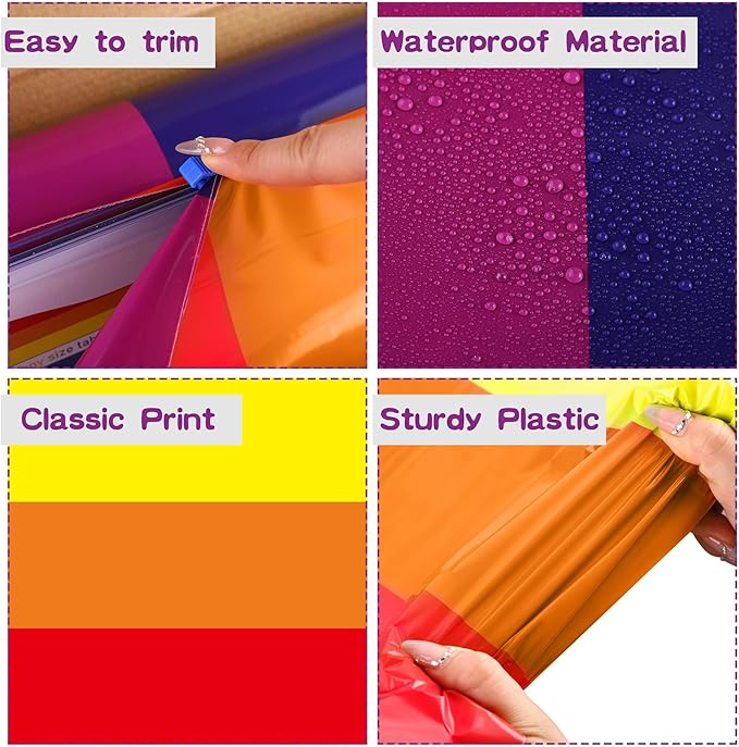 Kochorie 100 Ft x 54 Inch Rainbow Tablecloth Roll with Cutter Box Gay Pride Tablecloth Cut to Size Table Cover Disposable Rainbow Pride Backdrop for Indoor Outdoor Events Party Supplies