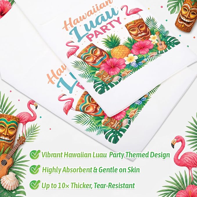 LemonRoad 50 Sets Hawaiian Luau Party Plastic Silverware Serves 50 Green Disposable Prefolded Summer Cutlery Includes Forks Knives Spoons Paper Napkin Luau Party Tableware for Tropical Beach Birthday